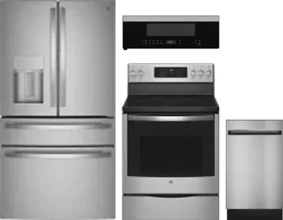 4 Piece Package Includes Refrigerator, Range, Microwave And Dishwasher